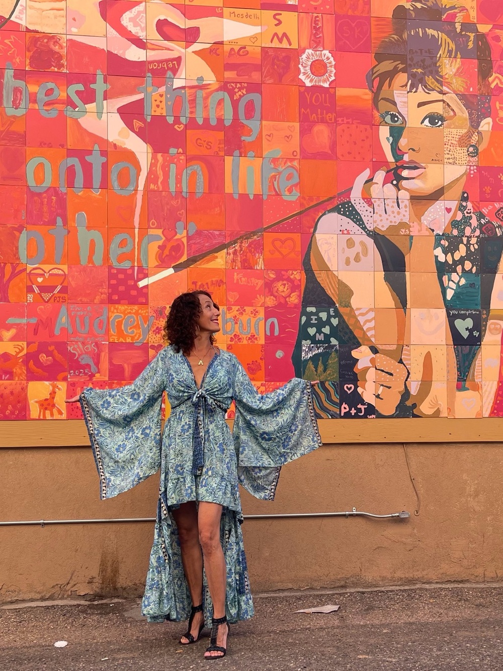 Hand Crafted Teal & Navy Paisley Tie-Shoulder Maxi Dress